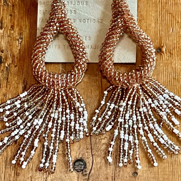 NWT Anthropologie Deepa Beaded Tassel Hoop Chandeliers - Picture 7 of 16